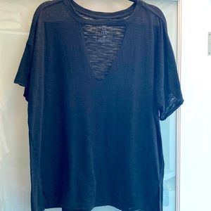 We the free oversized tee with cute low neck detail.